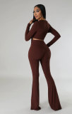 Solid Color Irregular Tops And Pants 2 Piece Set XHXF-8686