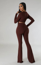 Solid Color Irregular Tops And Pants 2 Piece Set XHXF-8686