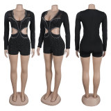 Plus Size Sexy Hot Drill Hollow Out Romper NY-2886