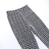 Black White Ripple Slim Stacked Pants FL-YY23030