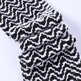Black White Ripple Slim Stacked Pants FL-YY23030