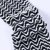 Black White Ripple Slim Stacked Pants FL-YY23030