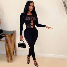 Long Sleeve Hollow Out Sexy Nightclub Jumpsuit ME-8449