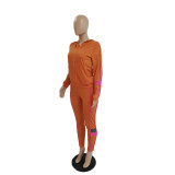 Fashion Zipper Patchwork Hooded Two Piece Pants Set QXTF-XT8813