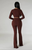 Solid Color Irregular Tops And Pants 2 Piece Set XHXF-8686