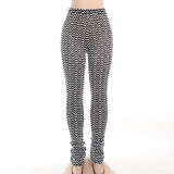 Black White Ripple Slim Stacked Pants FL-YY23030