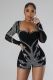 Plus Size Long Sleeve Hot Drill Tight Romper NY-2900