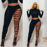 Sexy Holes Chain Patchwork Pants GLF-8061