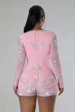 Plus Size Long Sleeve Hot Drill Tight Romper NY-2900