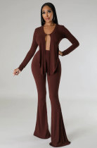 Solid Color Irregular Tops And Pants 2 Piece Set XHXF-8686