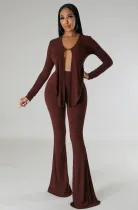 Solid Color Irregular Tops And Pants 2 Piece Set XHXF-8686