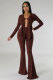 Solid Color Irregular Tops And Pants 2 Piece Set XHXF-8686