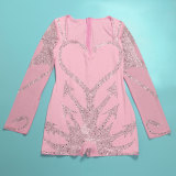 Plus Size Long Sleeve Hot Drill Tight Romper NY-2900
