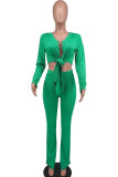 Solid Color Irregular Tops And Pants 2 Piece Set XHXF-8686