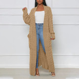 Plus Size Fashion Long Sleeve Long Sweater Jacket GOSD-6813