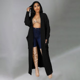 Plus Size Fashion Long Sleeve Long Sweater Jacket GOSD-6813