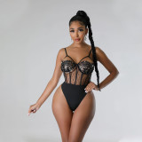 Sexy Sling Bodysuit And High Split Sequin Dress 2 Piece Set CYA-900855