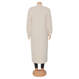 Plus Size Fashion Long Sleeve Long Sweater Jacket GOSD-6813