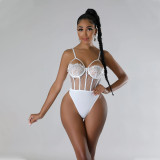 Sexy Sling Bodysuit And High Split Sequin Dress 2 Piece Set CYA-900855