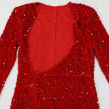 Sexy Sling Bodysuit And High Split Sequin Dress 2 Piece Set CYA-900855