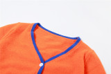 Fashion Contrast Color Long Sleeve Two Piece Skirt Set XEF-35747
