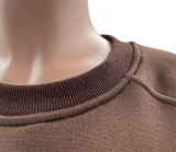 Solid Color O Neck Loose Sweatshirt Two Piece Pants Set SSNF-211346