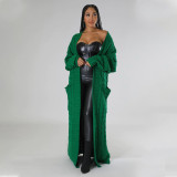Plus Size Fashion Long Sleeve Long Sweater Jacket GOSD-6813