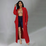 Plus Size Fashion Long Sleeve Long Sweater Jacket GOSD-6813