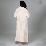 Plus Size Fashion Long Sleeve Long Sweater Jacket GOSD-6813