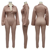 Patchwork Solid Color V Neck Jumpsuit YF-10660