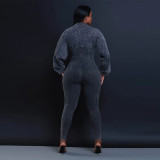 Patchwork Solid Color V Neck Jumpsuit YF-10660