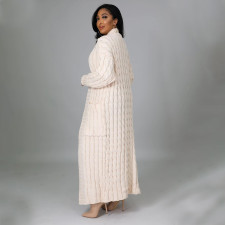 Plus Size Fashion Long Sleeve Long Sweater Jacket GOSD-6813