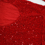 Sexy Sling Bodysuit And High Split Sequin Dress 2 Piece Set CYA-900855