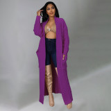 Plus Size Fashion Long Sleeve Long Sweater Jacket GOSD-6813