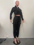 Solid Color Padded Sweatshirt Pants Two Piece Set OLYF-6138