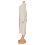 Plus Size Fashion Long Sleeve Long Sweater Jacket GOSD-6813
