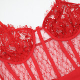 Sexy Sling Bodysuit And High Split Sequin Dress 2 Piece Set CYA-900855