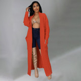 Plus Size Fashion Long Sleeve Long Sweater Jacket GOSD-6813