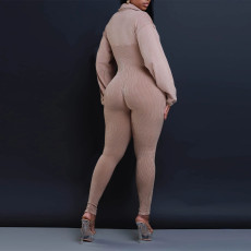Patchwork Solid Color V Neck Jumpsuit YF-10660