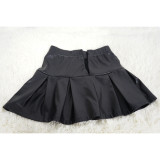 Solid Long Sleeve Zipper Bodysuits PU Skirt Two Piece Set YF-10651