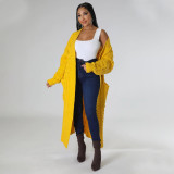 Plus Size Fashion Long Sleeve Long Sweater Jacket GOSD-6813