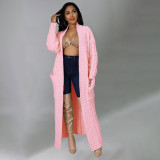 Plus Size Fashion Long Sleeve Long Sweater Jacket GOSD-6813