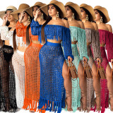 Hollow Out Mesh Tassel See Through Two Piece Set ONY-3554