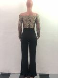 Plus Size One Shoulder Embroidery Wide Leg Jumpsuit OSM-3227