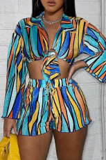 Multi-Colorful Print Shirt And Short 2 Piece Set GYZY-8841