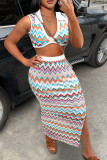 Sexy Contrast Color Sleeveless+Skirt Two Piece Set GYZY-8823