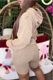 Retro Printed Hooded Sweatshirt Loose Shorts 2 Piece Set GYZY-8808