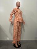 Casual Print Long Sleeve Shirt Two Piece Pants Set OD-8629
