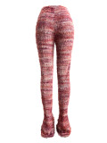 Multicolor Striped Fluffy Fur Stacked Pants CH-23113