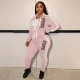 PINK Letter Print Patchwork Sport Two Piece Pants Set XMF-321